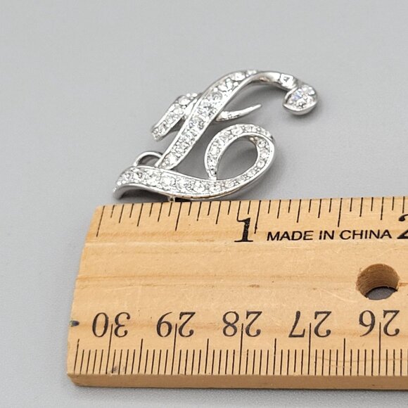 Vintage Nolan Miller Letter F Pendant Cursive Script Pave Set Crystals - Picture 7 of 7